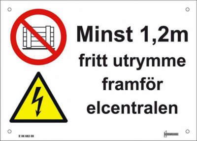 skylt minst 1,2m framför centralen v0105182 7330069004439