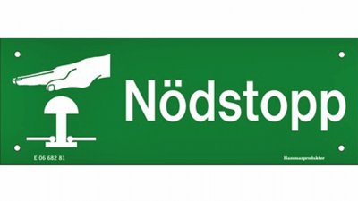 skylt nödstopp 210x75mm aluminium info8140 7330069005023