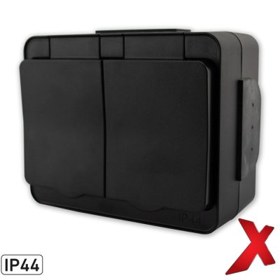 svart ip44 vägguttag utomhus ETM274XQ.MB