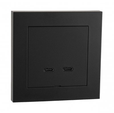 svart usb laddare 2xc