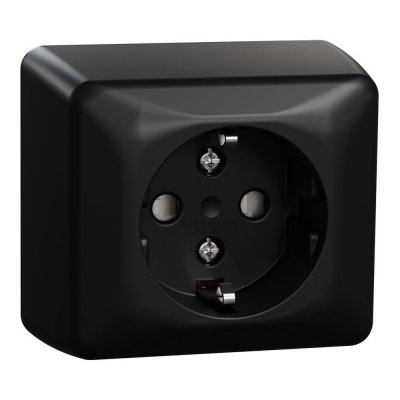 svart vägguttag 1-V jordat utp 7020160400383