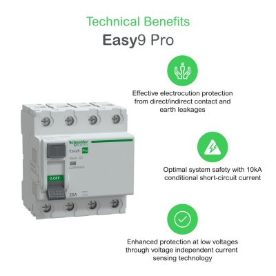 technical benefits schneider easy9 pro jordfelsbrytare EZ9R49425
