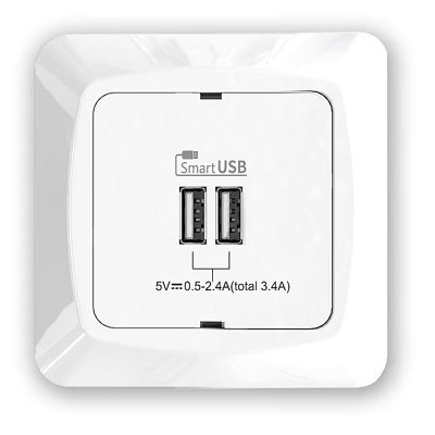 usb uttag 2xa 3,4a 5v vit