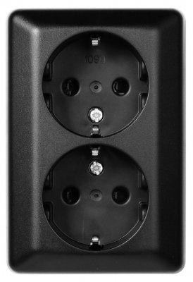 Uttag 2-vägs utv mj sk Svart EKO07159