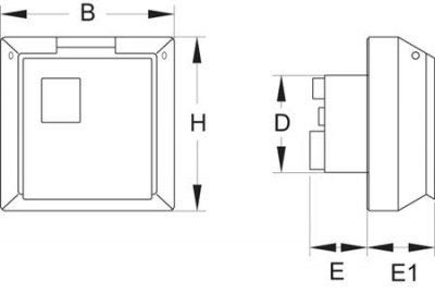Vägguttag CUED 416-6 panel mått i mm