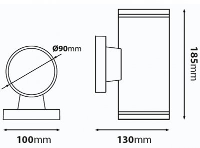 Väggarmatur Livali II GU10 måttskiss westal